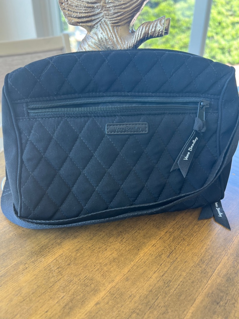 Vera Bradley Quilted Black Belt Bag/ Crossbody with Front Zip Pocket